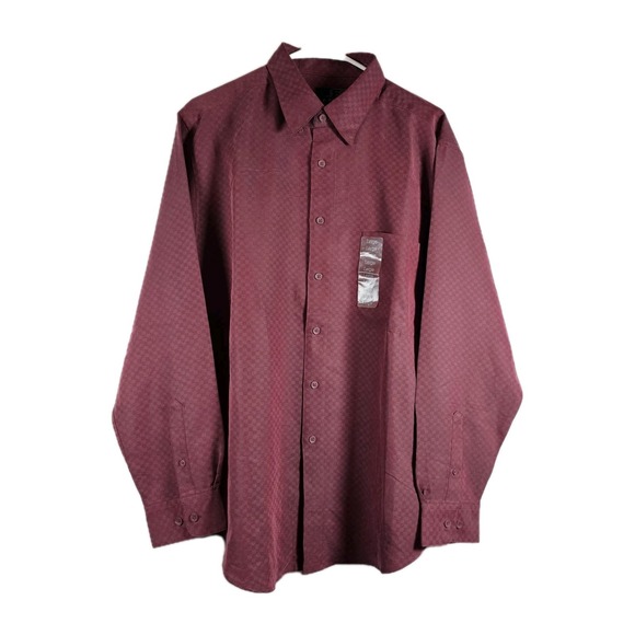 jf j.ferrar Other - NWT Mens J. Ferrar Men's‎ Size Large Maroon Button Up Long Sleeve Check Pattern